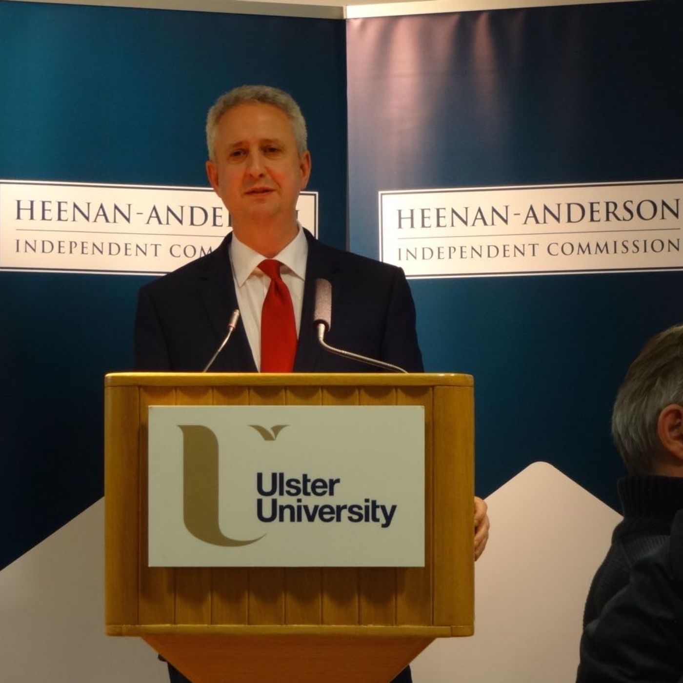 #heenananderson Shadow NI SoS @ivanlewisNI addressing audience at @UlsterUni episode artwork