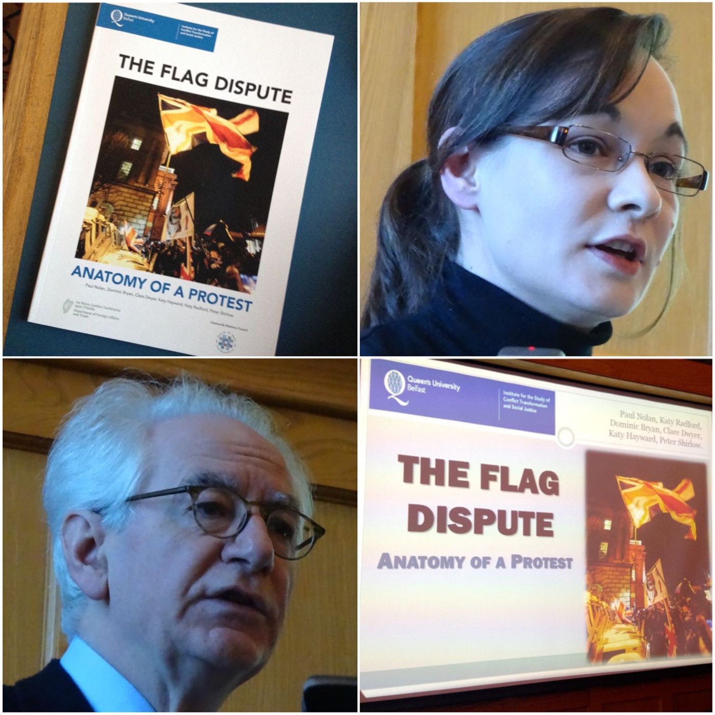 Paul Nolan and Katy Hayward introducing The Flag Dispute - Anatomy of a Protest report episode artwork