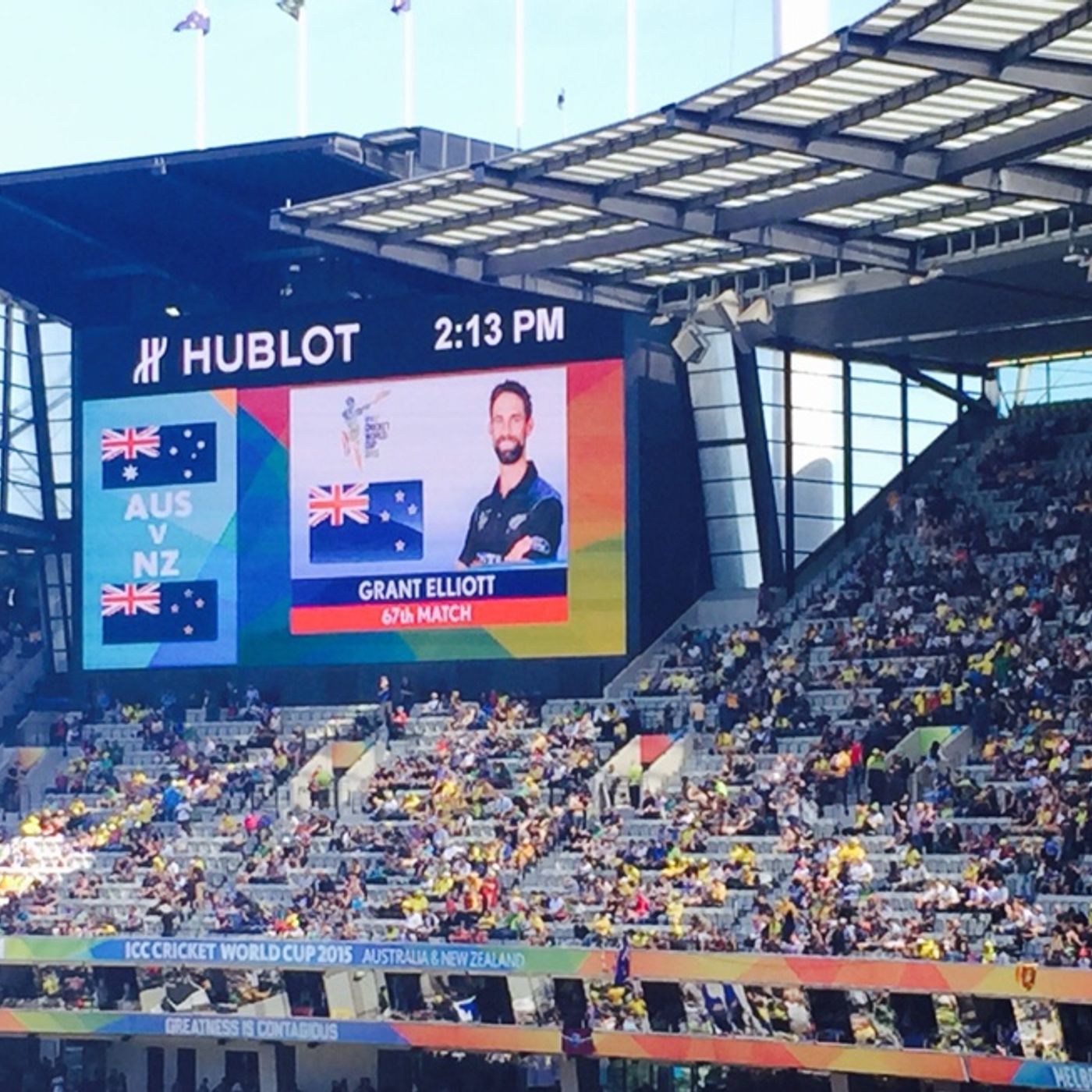 The New Zealand team is announced over the PA at the #MCG #CWC15Final #AUSvNZ episode artwork