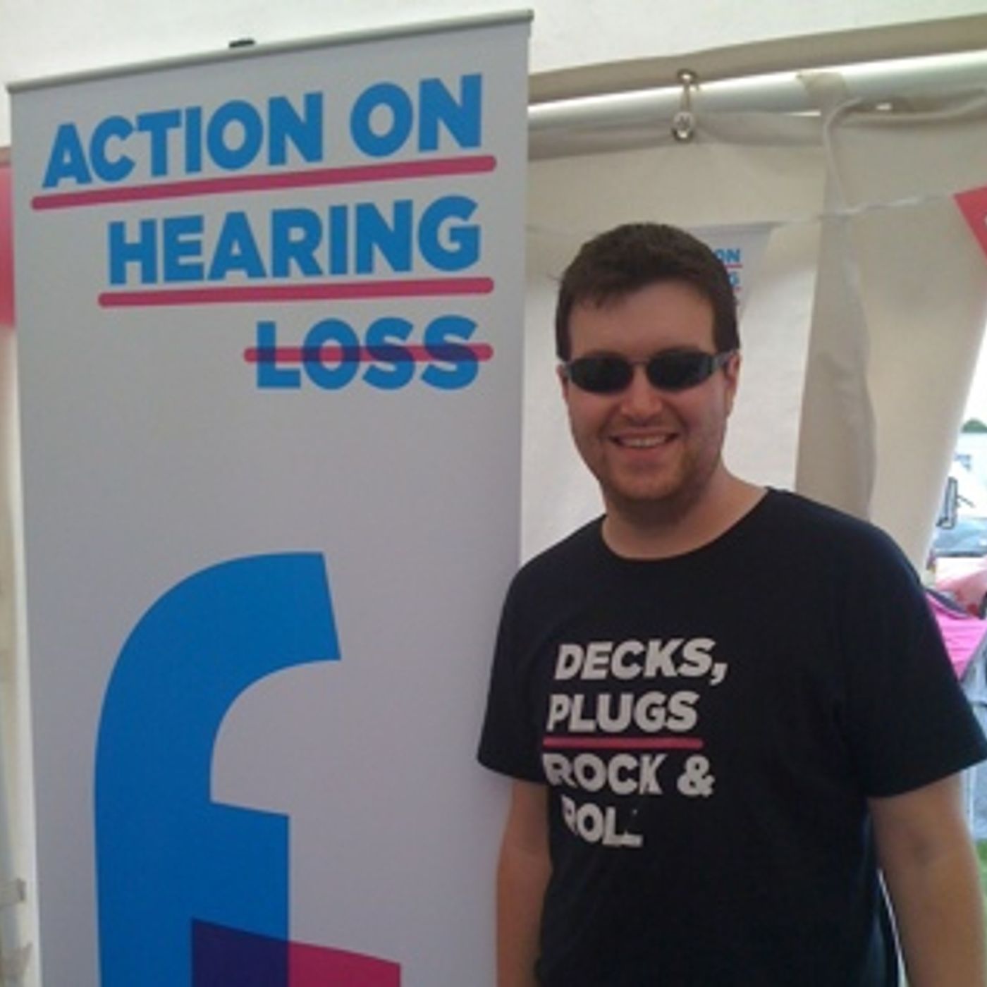 "Practice safe decks" say Action on Hearing Loss (@actiononhearingloss). Andy Glyde invites us to break an air guitar record attempt at Womad episode artwork