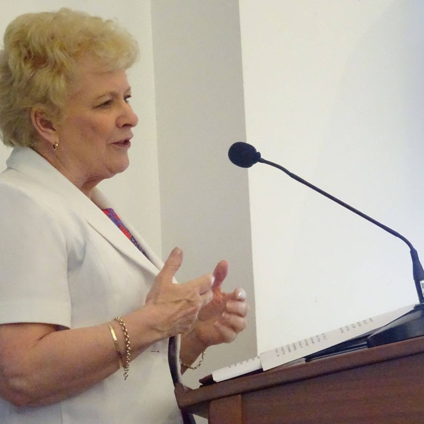 Baroness Nuala O'Loan addressing @Corrymeela's APERTURE festival episode artwork