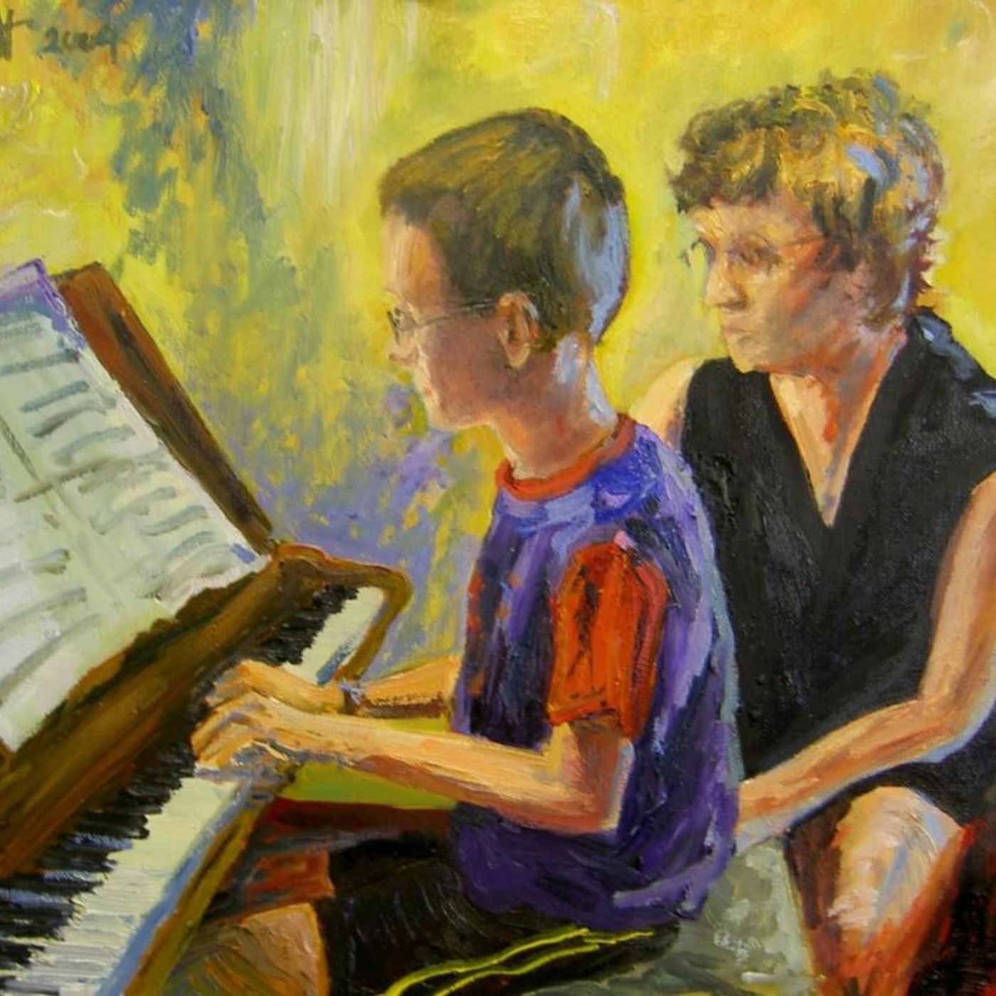 Mother and son and their piano playing while being painted! episode artwork