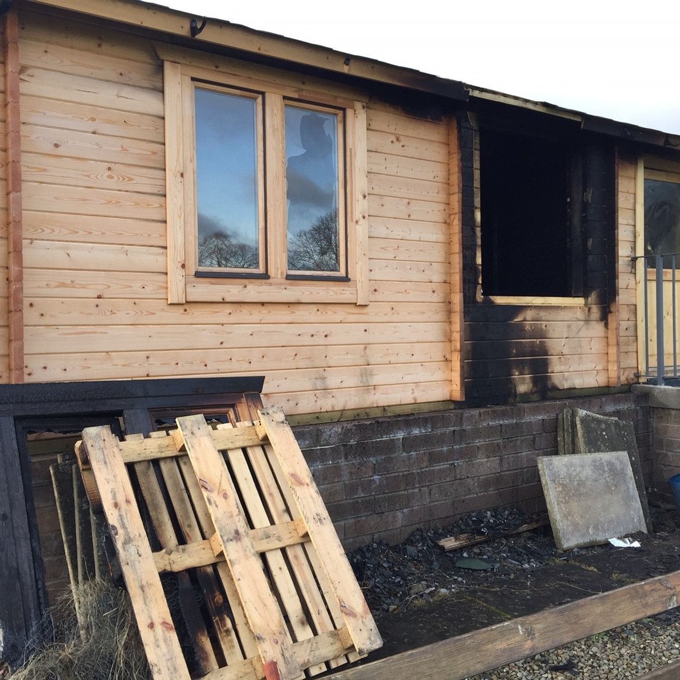 Radio Borders reporter Ally McGilvray surveys the scene of the fire at Walkerburn Bowling Club episode artwork