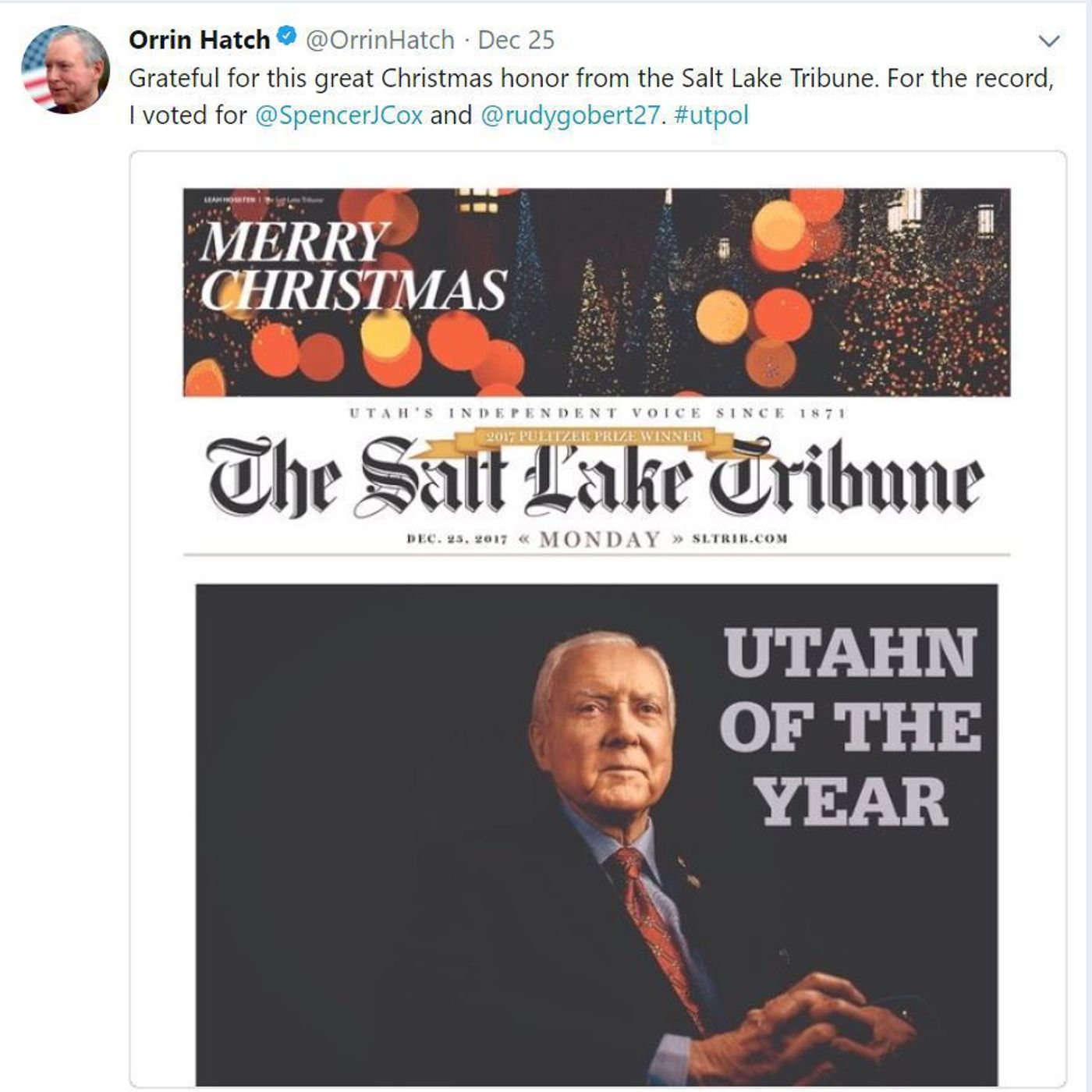 Did Hatch read scathing editorial?  His critics believe not, but his spokesman says yes episode artwork