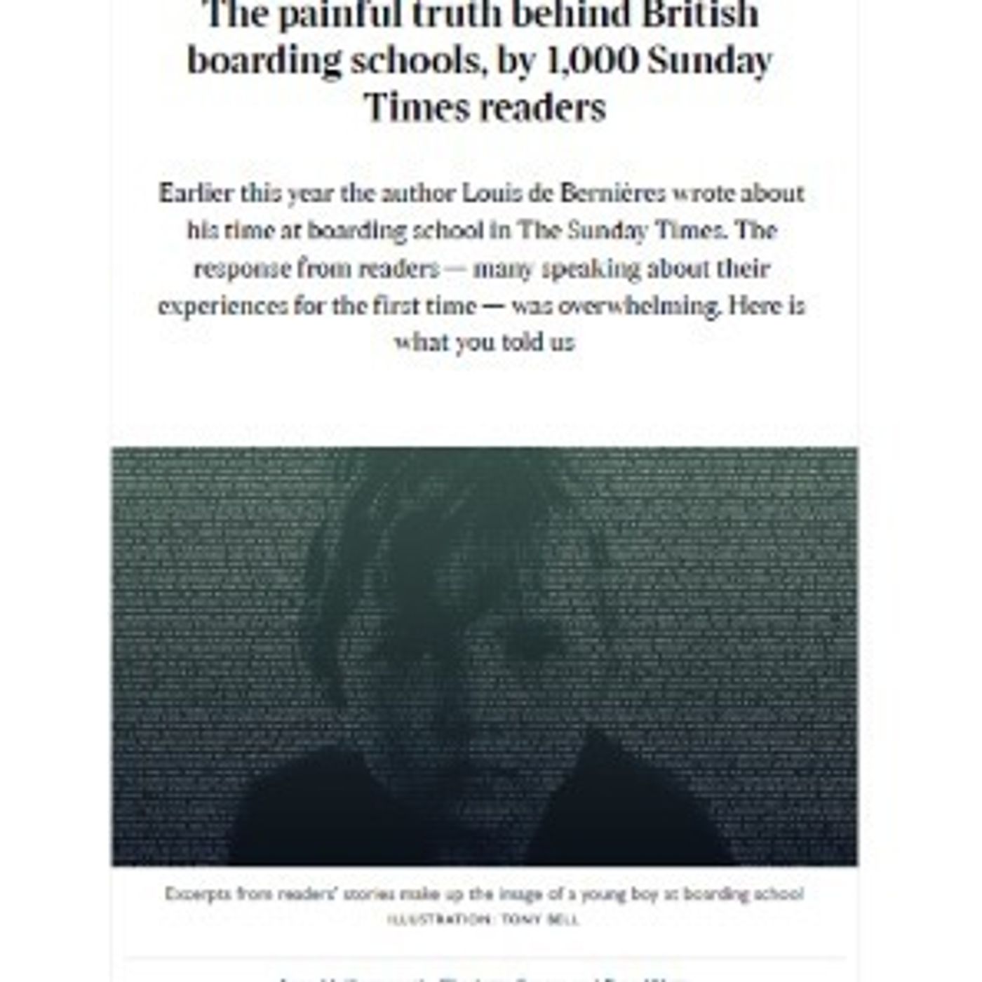 Sunday Times 5.12.21 - Former pupil of a boarding school provides a grim insight into his time at the setting and the consequences of it for him episode artwork