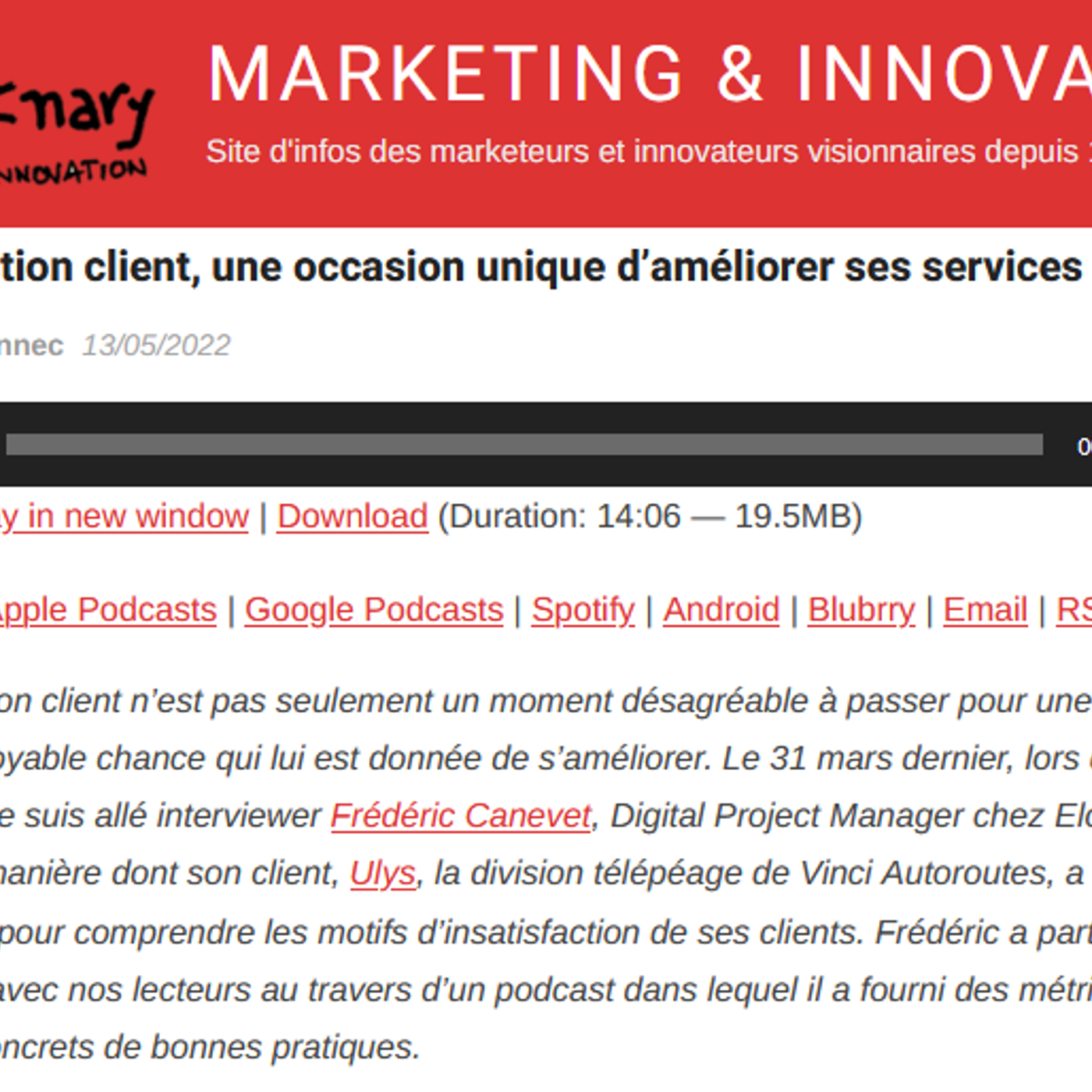 Faites des réclamations clients le moteur de l'amélioration continue - Interview avec Yann Gourvennec de Visionary marketing episode artwork