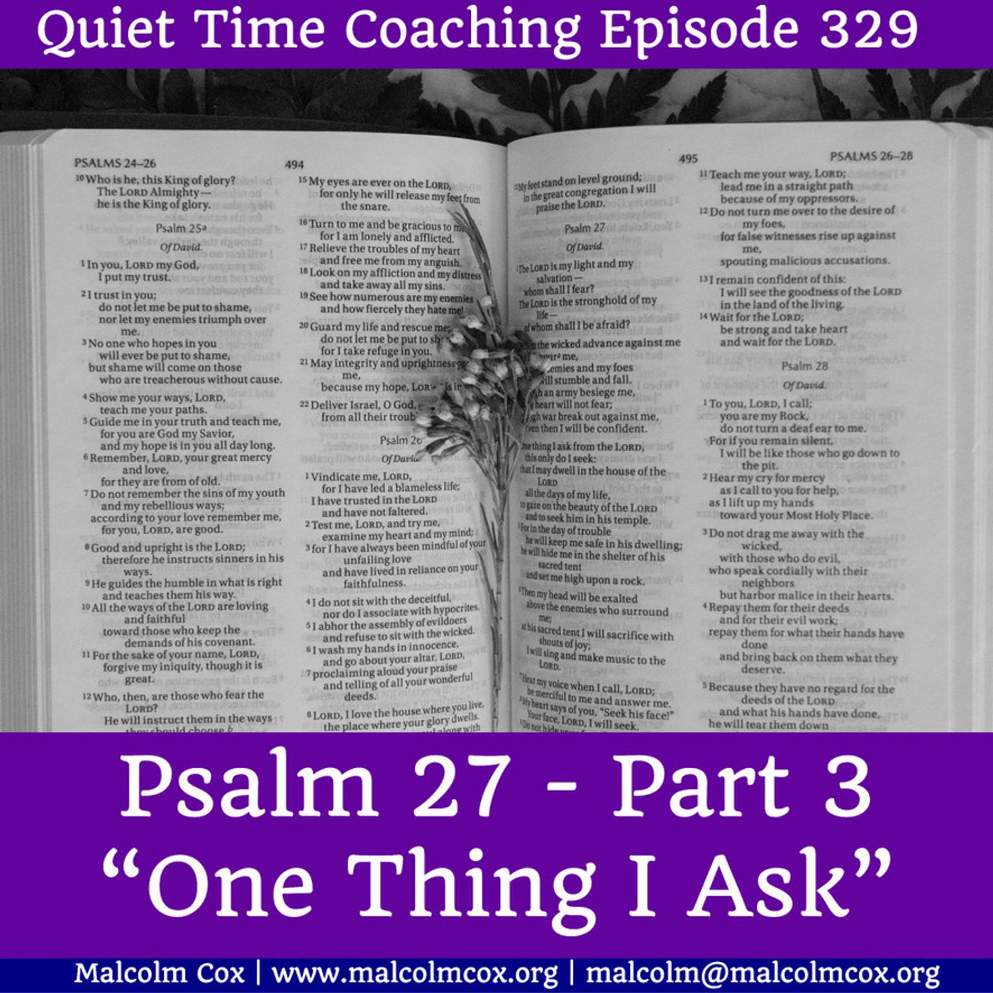 S2 Ep329: Quiet Time Coaching Episode 329 | Psalm 27, “One Thing I Ask” Series | Part 3 | Malcolm Cox