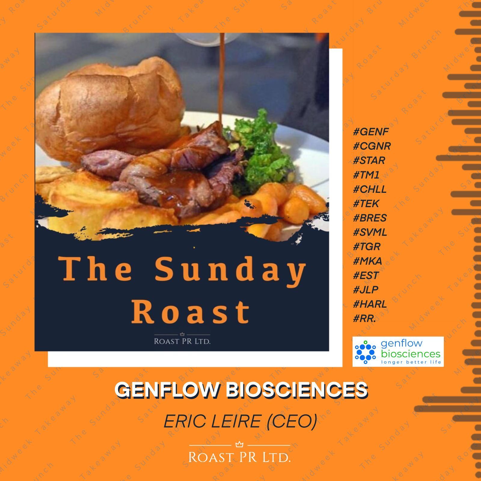 S5 Ep24: The Sunday Roast featuring Eric Leire, CEO of Genflow Biosciences (LSE:GENF) #GENF #CGNR #STAR #CHLL #TM1 #TGR #BRES #SVML #MKA #JLP #HARL #RR. episode artwork