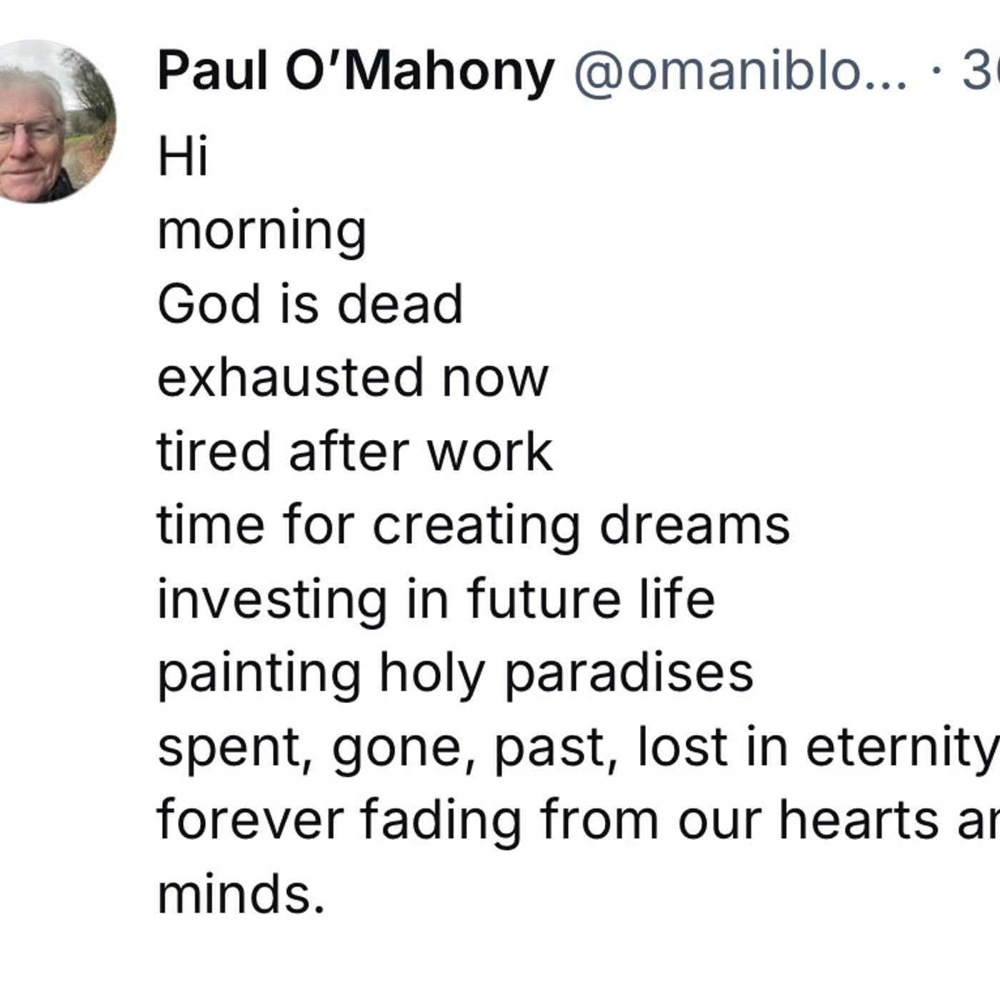Hi, Morning, God is dead #poem
