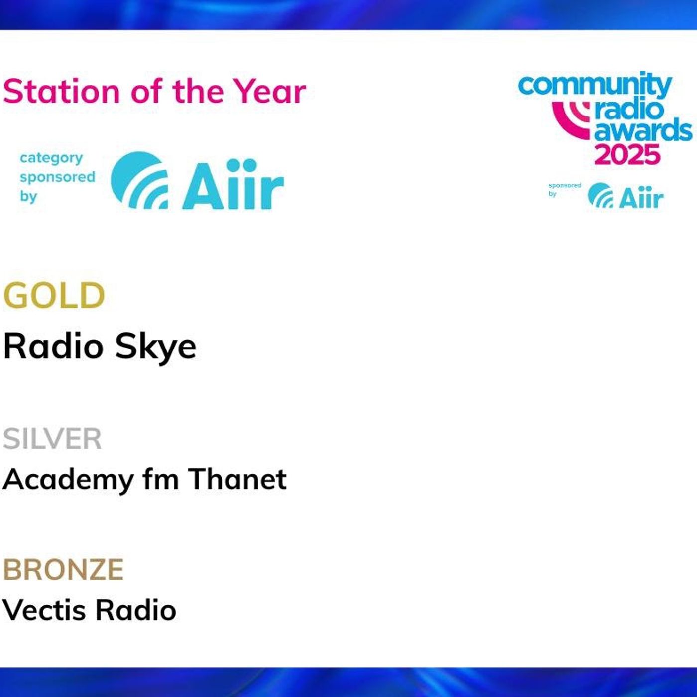 The CRAs Station of The Year 2025