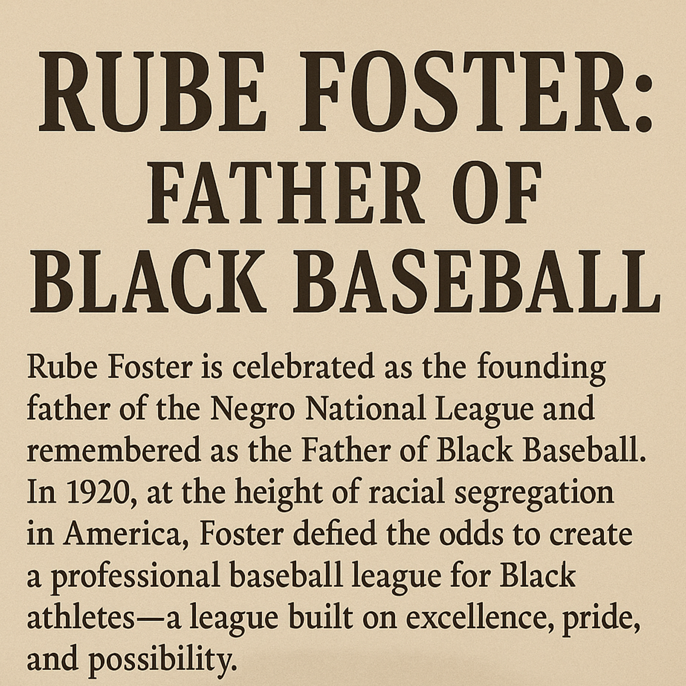 Andrew Rube Foster and the Birth Negro League Baseball