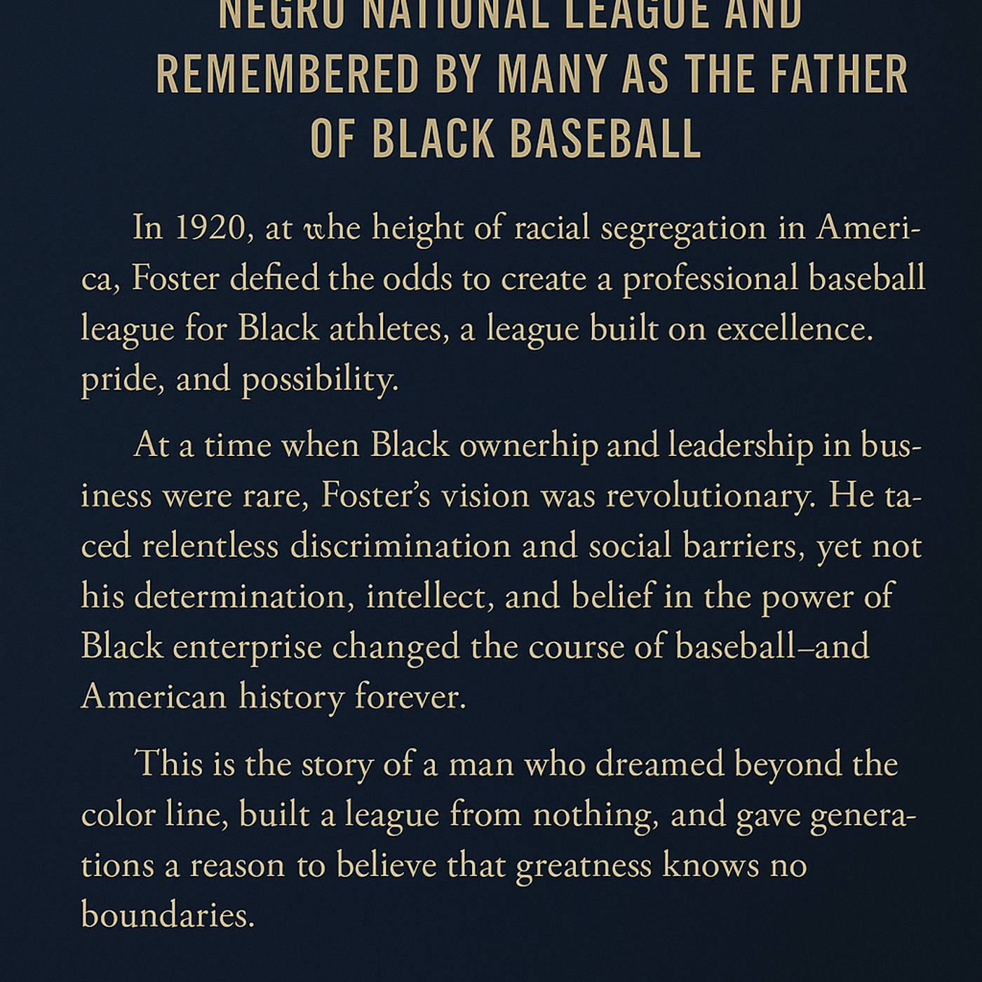 Chapter 13 HBCUs Andrew Rube Foster Built a League and Transformed a Nation’s Pastime