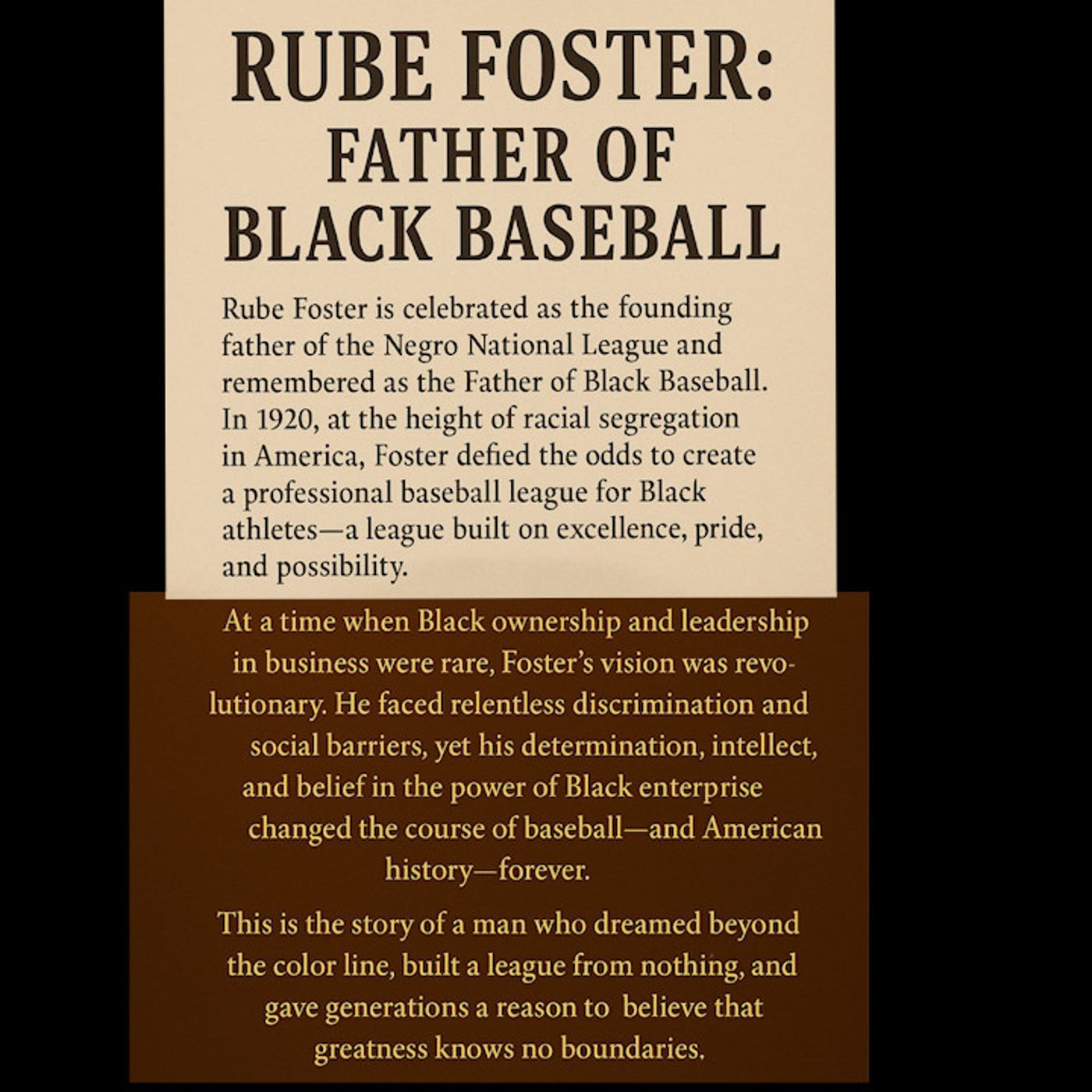 Chapter 6 MLB Hypocrisy Negro Leagues History: The Untold Legacy of Rube Foster