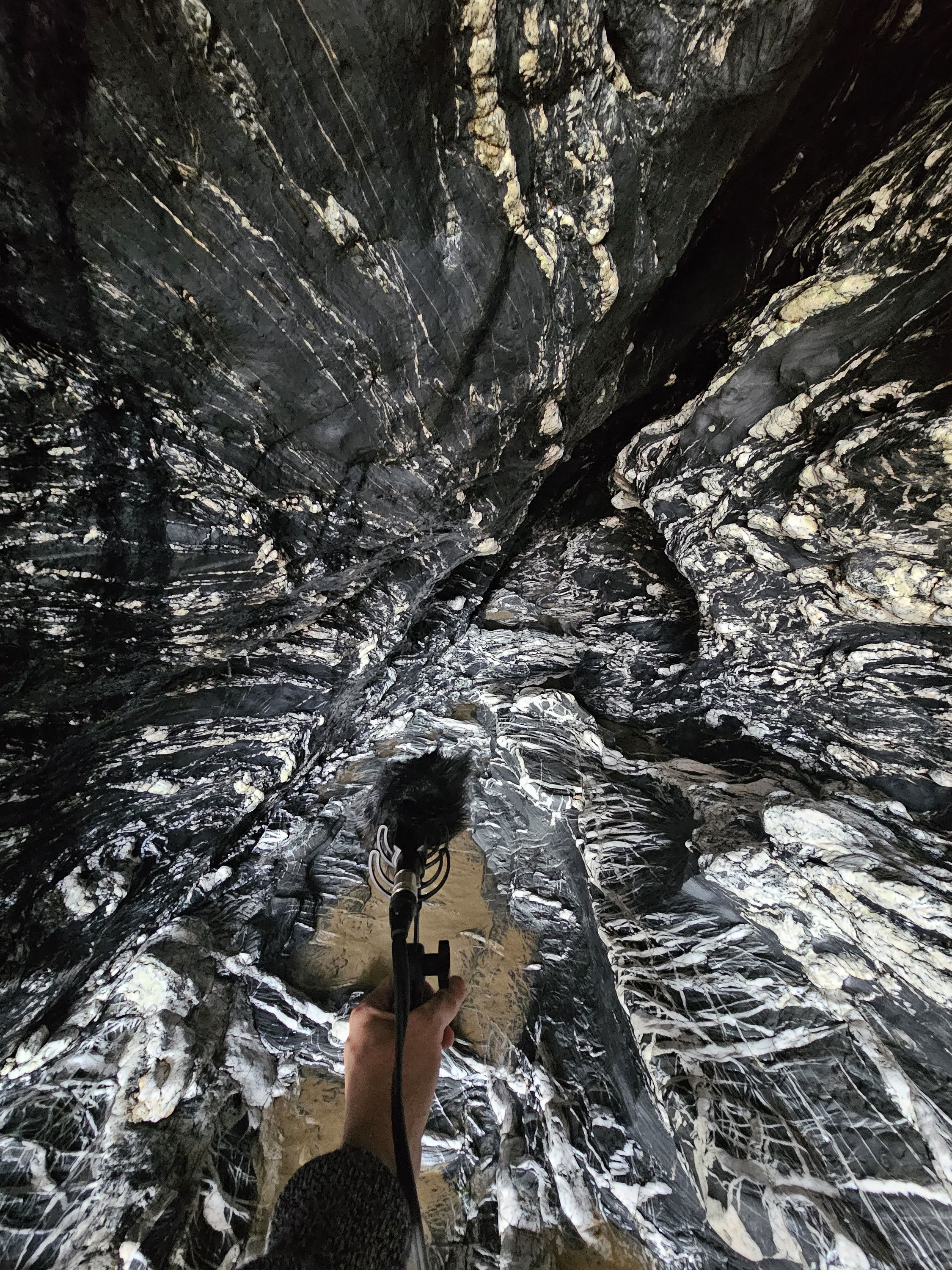 Dripping water inside a sea cave