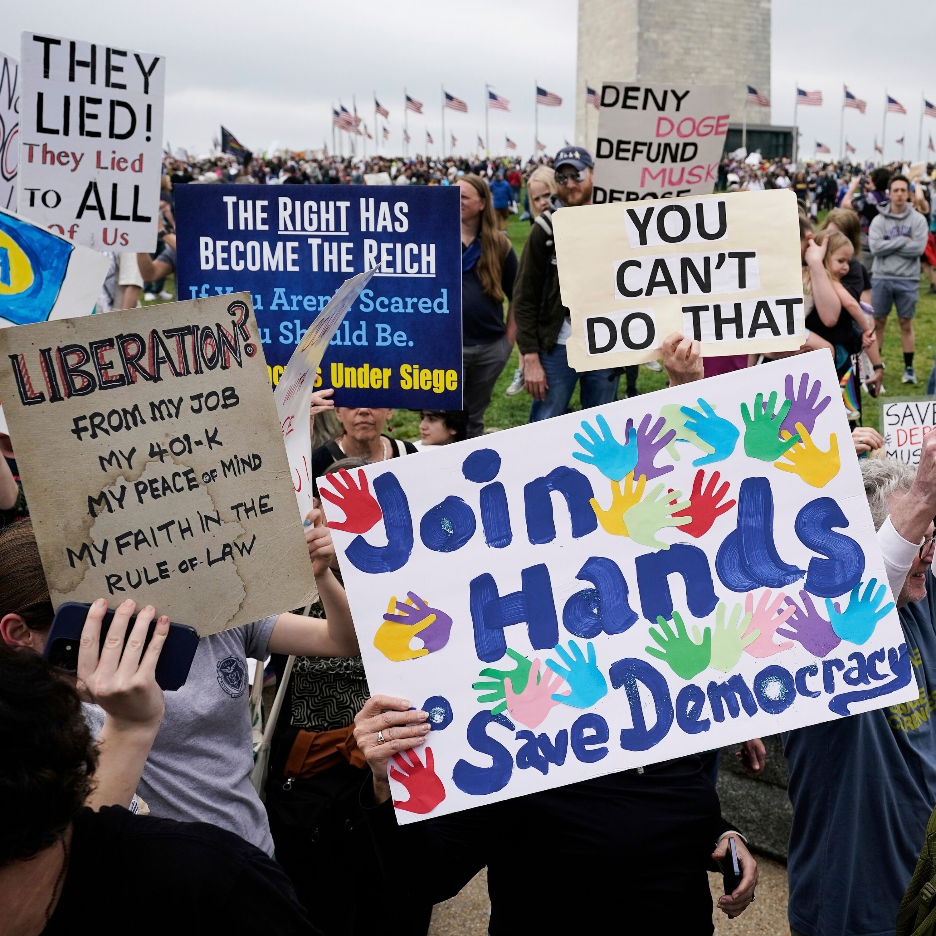 Massive Crowds Tell Trump 'Hands Off' My Government