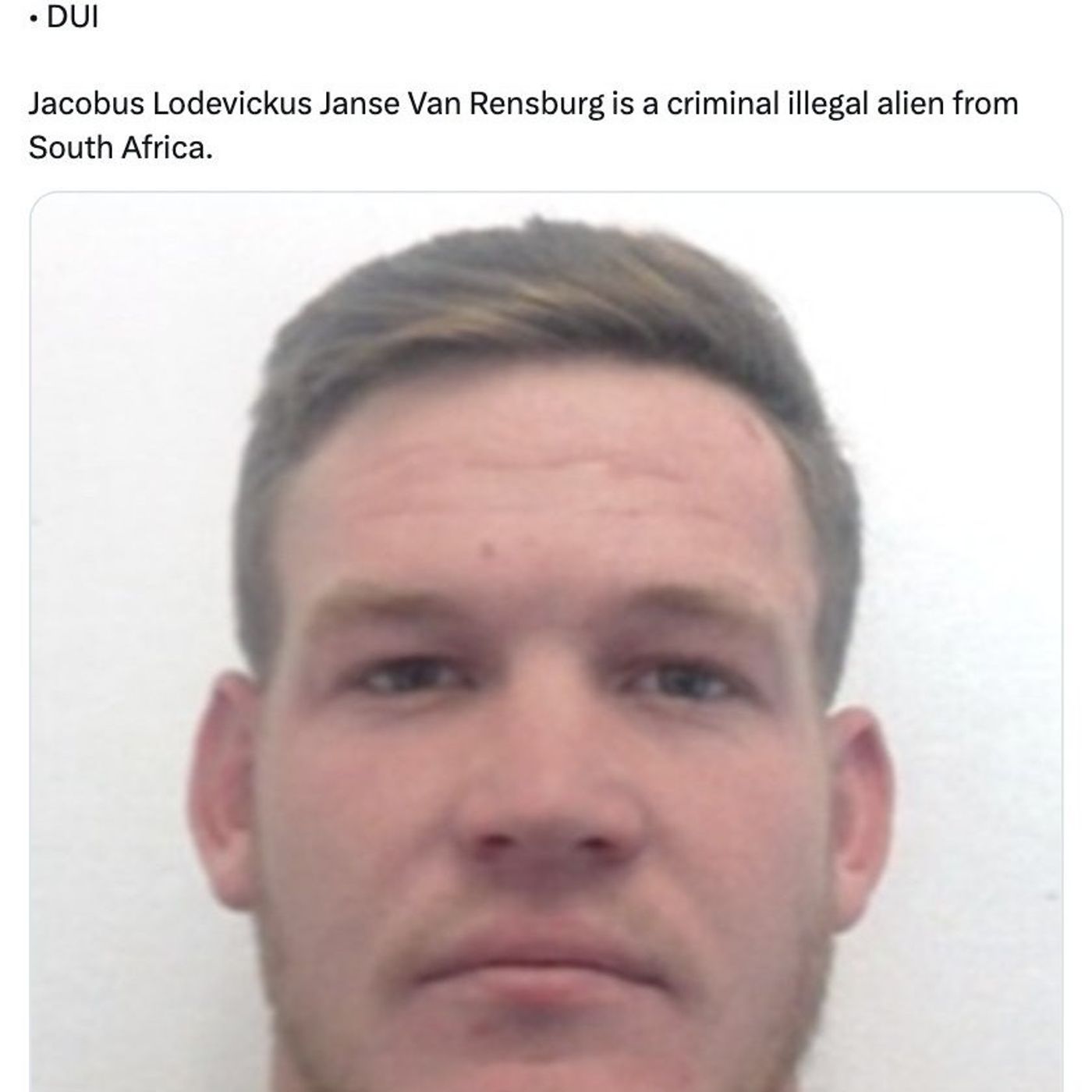 January 28, 2026 - South African "criminal illegal alien" slated for deportation by ICE