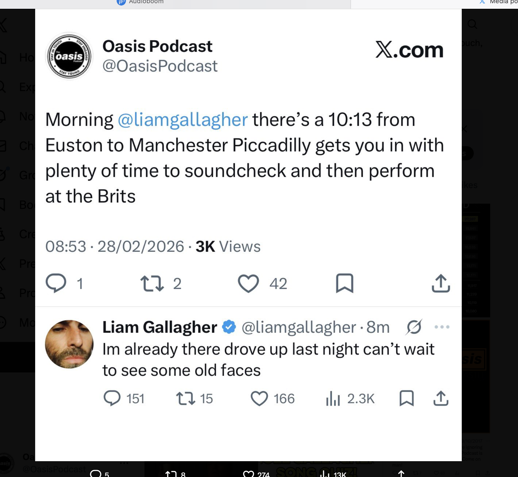 334: Liam Gallagher Trolling Me! Is He Coming To The BRITs Tonight?