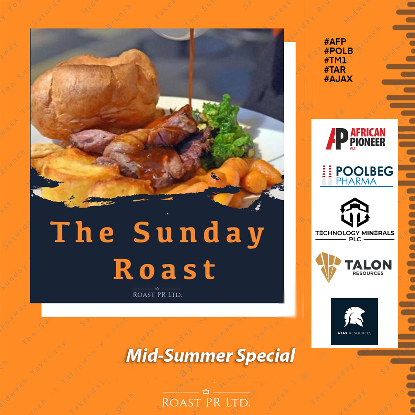 The Sunday Roast, Mid-Summer Special featuring African Pioneer, Poolbeg Pharma, Technology Minerals, Talon Resources and Ajax Resources plc #AFP #POLB #TM1 #TAR #AJAX episode artwork