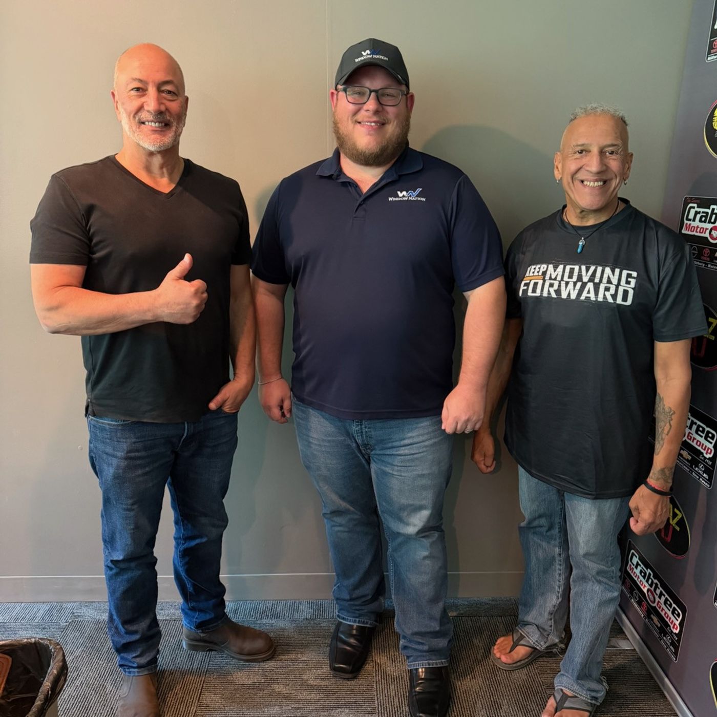 Chaz and AJ with Brandon Downer of Window Nation episode artwork